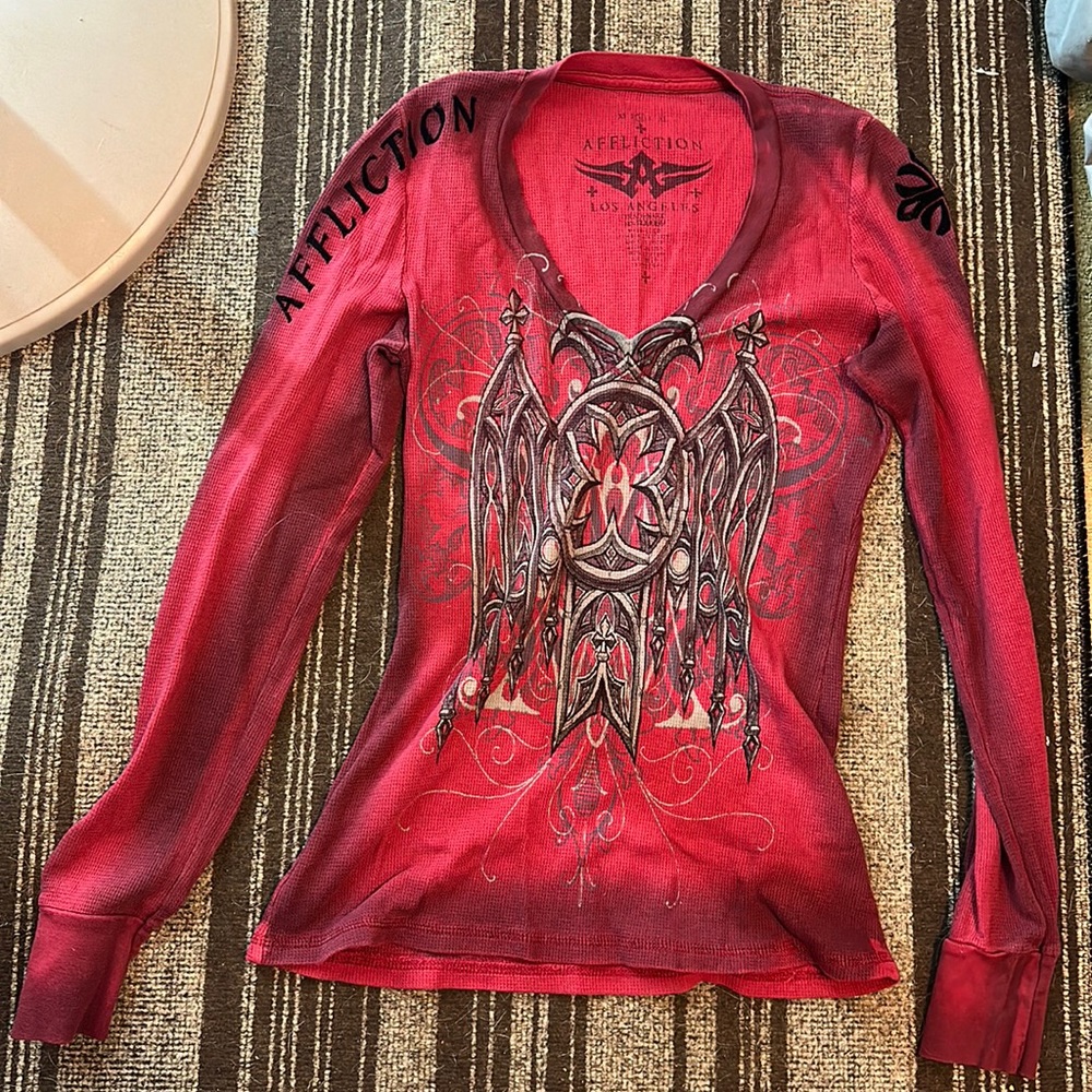 Long sleeve red shirt from Affliction